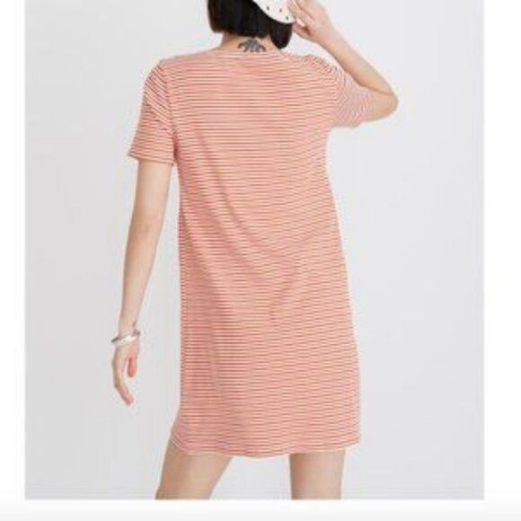 Madewell Pink Swingy Tee Dress in Stripe size S - Picture 2 of 6